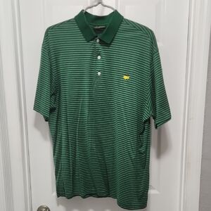 The Maters Augusta National Logo Classic Green Striped Polo Shirt